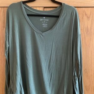 long sleeve olive green top